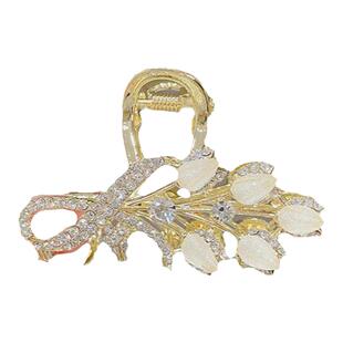 韩版高级感水钻琉璃麦穗抓夹后脑勺中号夹子头饰半扎发气质发卡女