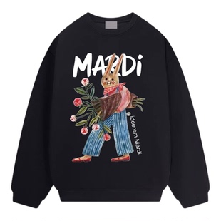 韩国正品idcerem Mardi加绒卫衣秋冬季新品印花兔子套头圆领上衣
