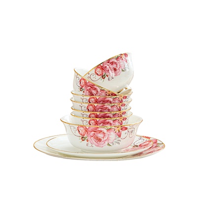 碗碟套装家用釉下彩中式餐具套装