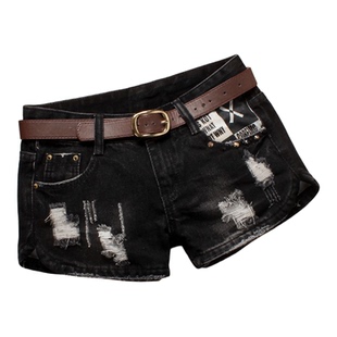 牛仔裤女2025年新款春秋短裤宽松显瘦阔腿百搭低腰破洞裤子热裤
