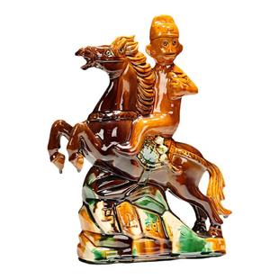 博艺萱马上有候陶瓷马摆件猴子骑马马到成功领导送礼办公桌装饰