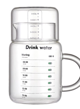 玻璃水杯大容量带盖杯子高颜值
