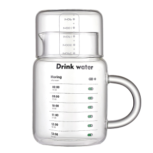 800ml大容量带盖杯子家用喝水女高颜值耐高温玻璃刻度水杯泡茶杯