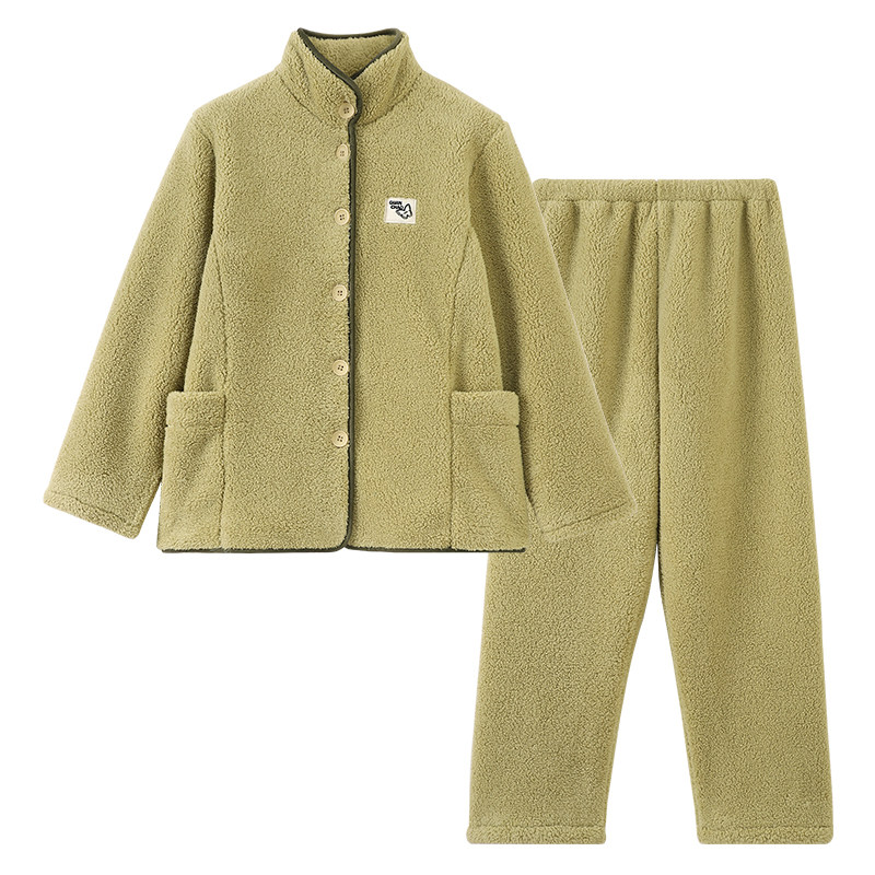 新一步羊羔绒睡衣女秋冬加绒加厚保暖锁暖娃娃领可外穿家居服套装