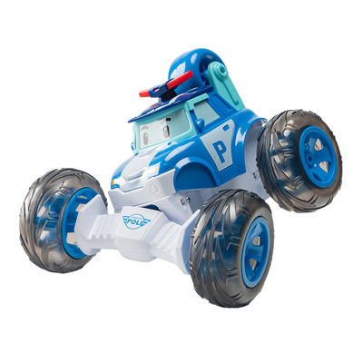 珀利警长poli特技翻斗车玩具儿童遥控翻滚充电动喷雾漂移警车男孩