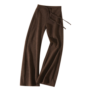大于诗集 极简暖绒裤 抽绳磨毛垂感高腰显瘦微喇裤女拖地休闲长裤