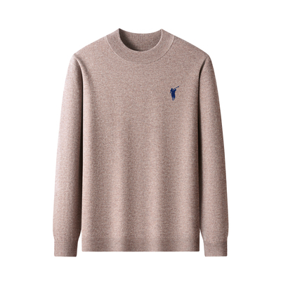 罗蒙冬季100%纯羊毛毛衣男士保暖