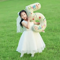 Кремовый цифровой воздушный шар, лента, наклейка, 32 дюймов