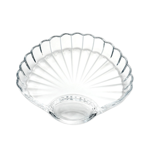 饺子盘子带醋碟家用玻璃水饺盘高颜值专用分格贝壳菜盘创意水果盘