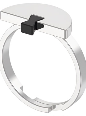 DOVETAIL卯时珠宝 折扇经典燕尾榫925银银色饰面黑玛瑙金属戒指