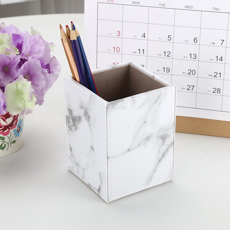批发笔筒简约皮革单笔筒商务办公桌面收纳盒时尚创意方收纳筒