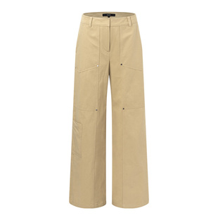 RAIVE2026春季女长裤口袋铆钉设计阔腿裤韩系休闲卡其色裤子