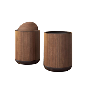 垃圾桶家用新款仿木纹垃圾桶高颜值中古风客厅卧室民宿大容量纸篓