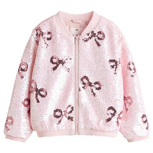 HM冬季童装儿童女童亮片飞行员夹克1190332