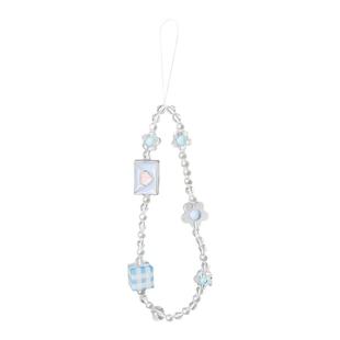 手机挂绳短款手腕绳手链小清新蓝色信封小花钥匙挂扣U盘包包挂饰串珠水晶耳机手机壳挂饰手提手拎挂绳