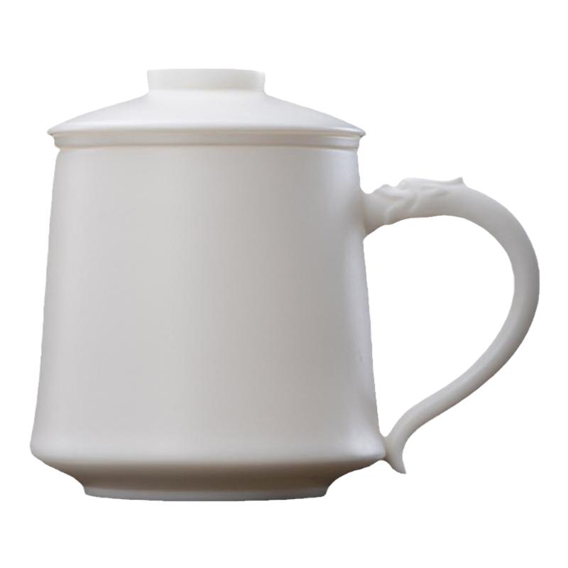 茶水分离泡茶杯德化羊脂玉白瓷
