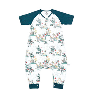 cutelife双层竹棉宝宝睡袋短袖婴儿防踢被儿童夏季薄款睡衣