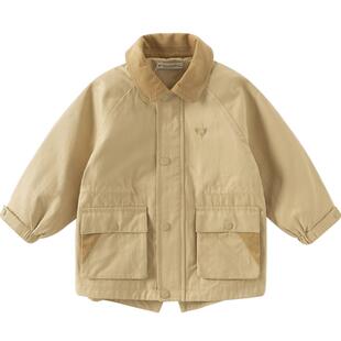 戴维贝拉儿童外套2026春秋新款男童休闲洋气长袖工装上衣夹克风衣
