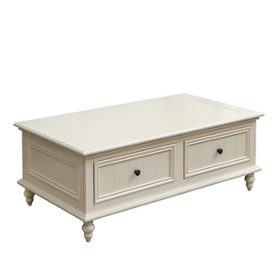 蒙杰西美式复古奶油风黑白色全实木茶几电视柜简约现代小户型客厅