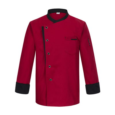 高档纯棉厨师服长袖加绒加厚餐饮饭店面点烘焙学校厨师工作服短袖