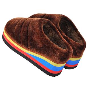 冬季棉拖鞋女高跟厚底坡跟居家保暖泡沫底松糕底半包跟手工棉拖鞋