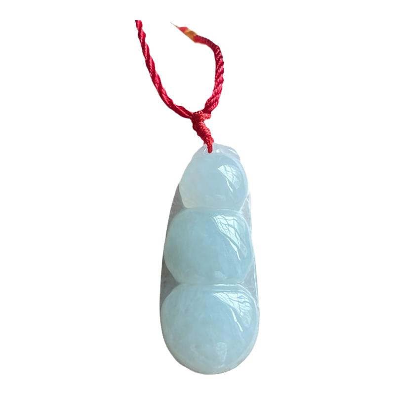 缅甸天然玉石A货冰糯种玉坠福豆