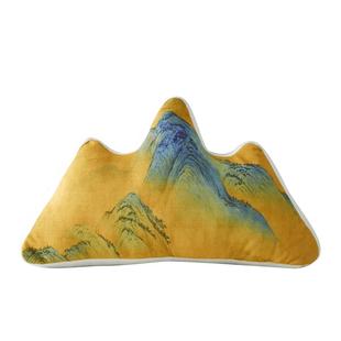 千里江山靠山抱枕定制礼品沙发腰靠工位山型中式护腰办公靠枕靠垫