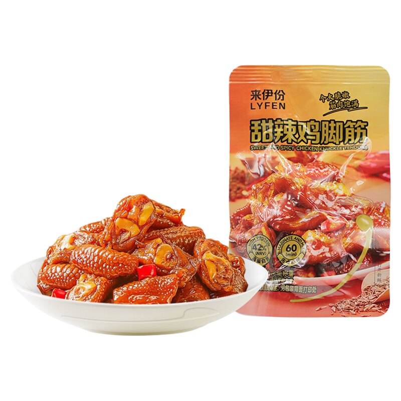 来伊份甜辣味鸡脚筋500g鸡爪