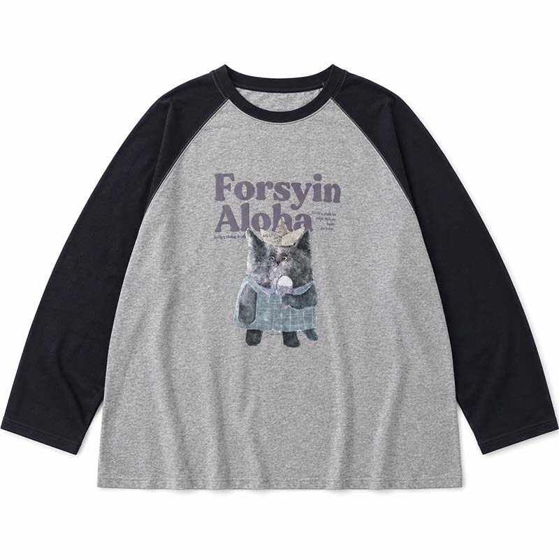 女童长T冰淇淋猫咪儿童装小女孩穿搭衣服5周岁生日礼物新款春秋季