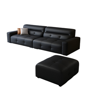 现代简约真皮沙发意式轻奢客厅家用小户型直排三人四人位沙发公寓