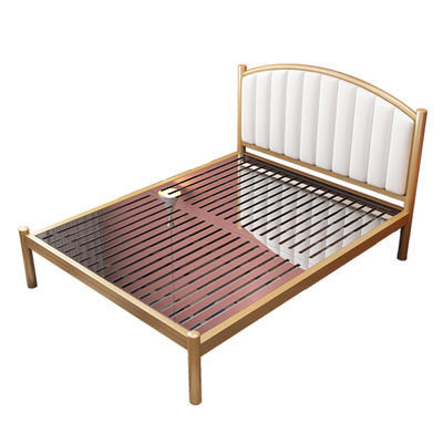 闽劲家居不锈钢床双人带床头软靠