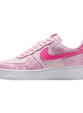 滔搏NIKE耐克女子粉色AF1空军一号牛仔拼接休闲运动鞋IR1974-663