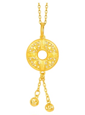 调太幅流苏回纹平安扣项链