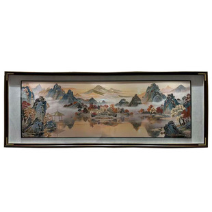 纯手工铜雕画客厅挂画宋式壮丽山河沙发背景壁画新中式山水装饰画