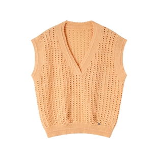 【春日多巴胺】PHKARIN落日橘V领镂空内搭马甲外穿女春无袖针织衫