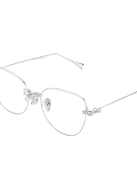 YVMIN尤目 蝴蝶结装饰大框眼镜宝石镶嵌设计感银色眼镜生日礼物