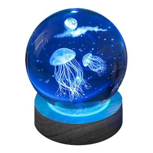 发光水晶球桌面摆件海豚水母玻璃球小夜灯装饰品生送儿童生日礼物