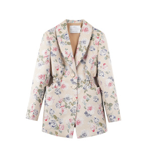 SourceWithU 杉林玫瑰 高级感重工花卉刺绣西装复古高腰微喇短裤