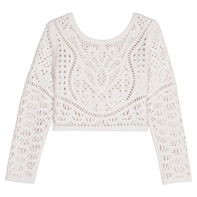 【2件8折】bash春季法式气质镂空钩花长袖针织衫女上衣1E24MARC