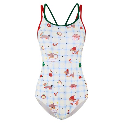 Naga swim2026年新款泳衣女连体竞速保守遮肚显瘦双层中低叉泳装