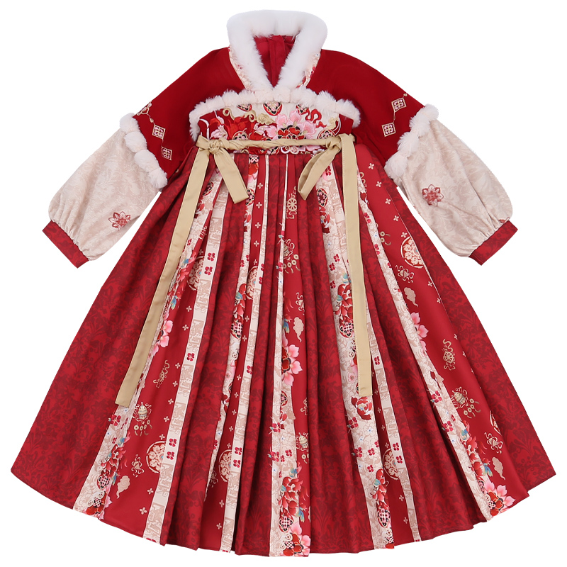 汉服女童秋冬装国风古装儿童过年拜年服2025新款冬季女孩新年裙子