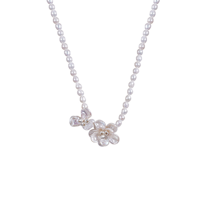 碎银子珍珠山茶花项链