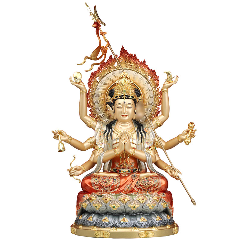 台湾纯铜彩绘斗姆元君神像斗姥星君斗母众星九皇之母紫光圣母摆件