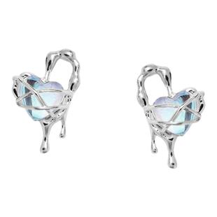 MASW麻秀原创设计溶滴天鹅爱心耳钉女通勤高级感小众耳环气质耳饰