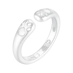 999足银猫爪戒指女轻奢高级感指环素圈开口戒小众设计食指戒尾戒