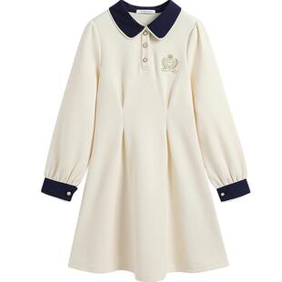 英氏女童连衣裙2026新款春秋中大童学院风儿童洋气公主裙子礼服裙