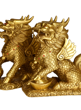 聚贤阁純铜麒麟摆件麒麟摆件