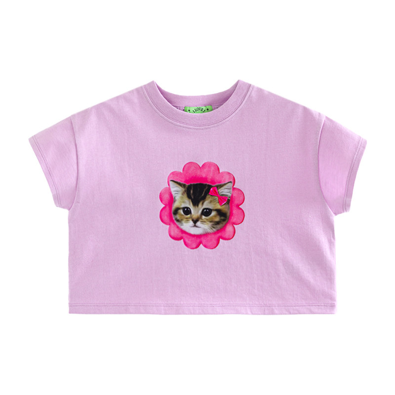 ILOVEJ女童猫咪卡通短袖