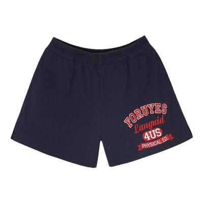 FORUYES官方店 美式复古校园风标语logo国潮流百搭修身休闲短裤