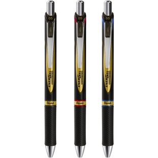 日本PENTEL派通速干中性笔BLP75顺滑防泼水ENERGEL办公学生考试签字笔0.5黑红蓝色按动式水笔